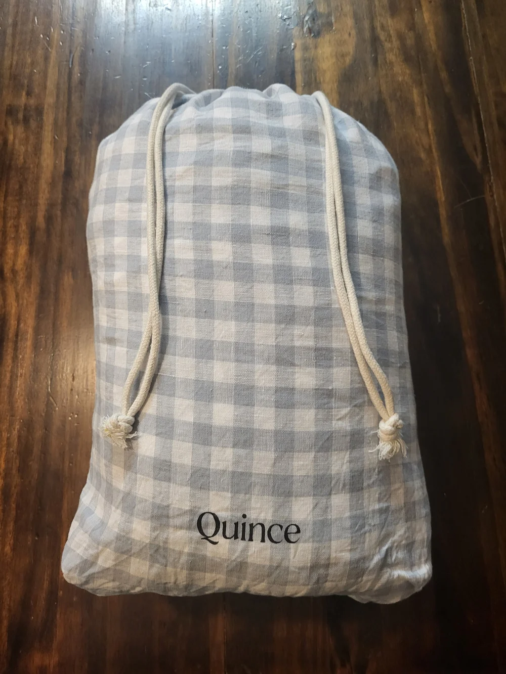 Quince European Linen Gingham Duvet Cover Boue Fog Like New